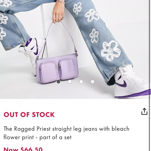 The Ragged Priest Straight Leg Jeans With Bleach Flower Print - Picture 5 of 5